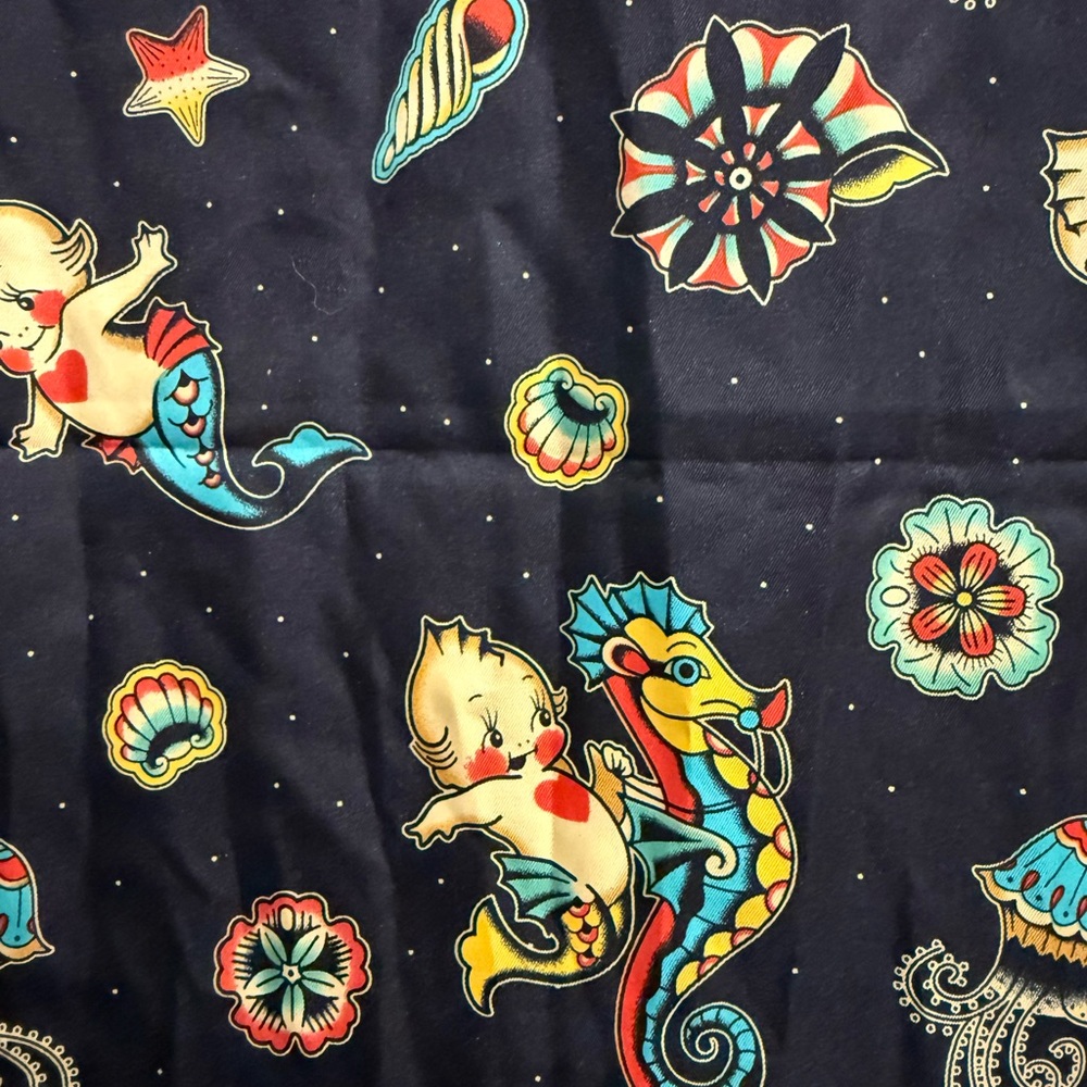 Black Sea Creature Patterned Scarf - Picture 2 of 4